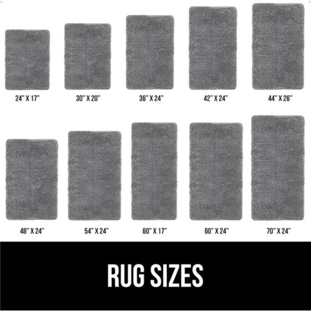 Bath Rug 24x17,Thick Soft Absorbent Chenille,Rubber Backing Quick Dry Microfiber